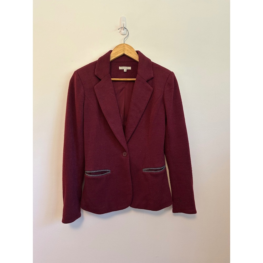 41 Hawthorn Burgundy Knit Blazer Jacket with Elbow Patches | Size XS
